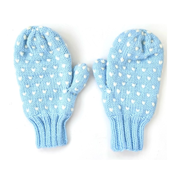 Handmade Accessories - Hand Knit Thrum Mittens, Women’s Light Blue, Cozy Winter Wool